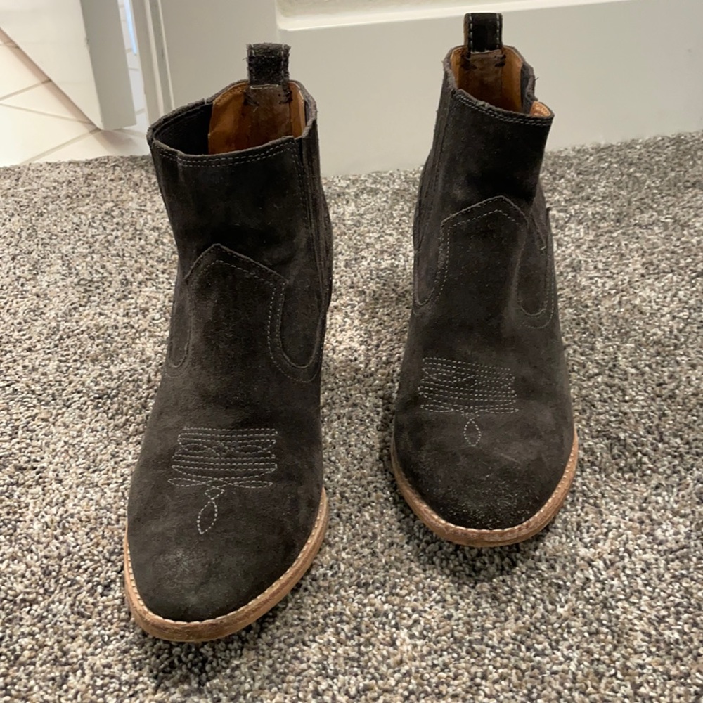 Black suede ankle boots, size 9 1/2